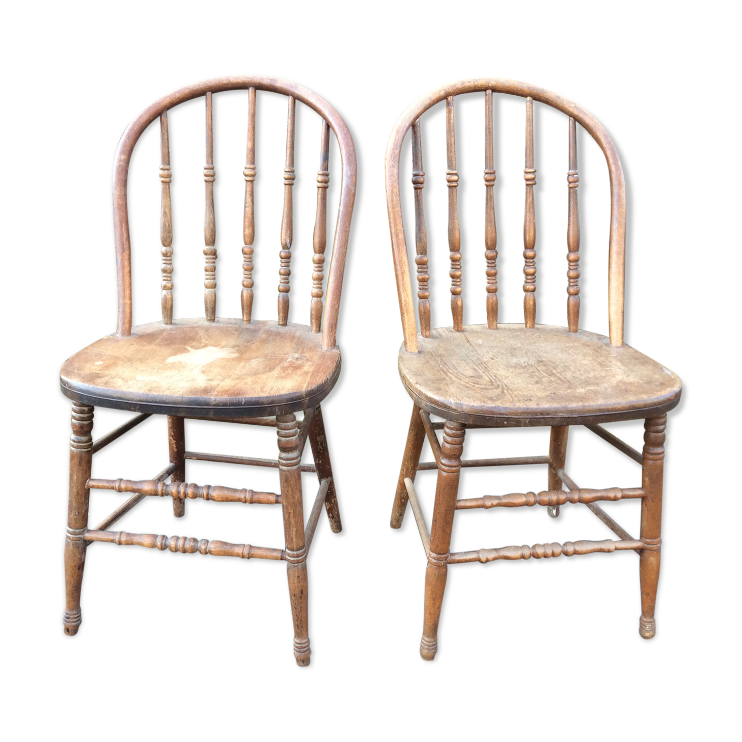 2 vintage bistro chairs called gondolas in solid oak.