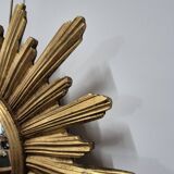 Miroir de sorcière forme soleil doré vintage 1970