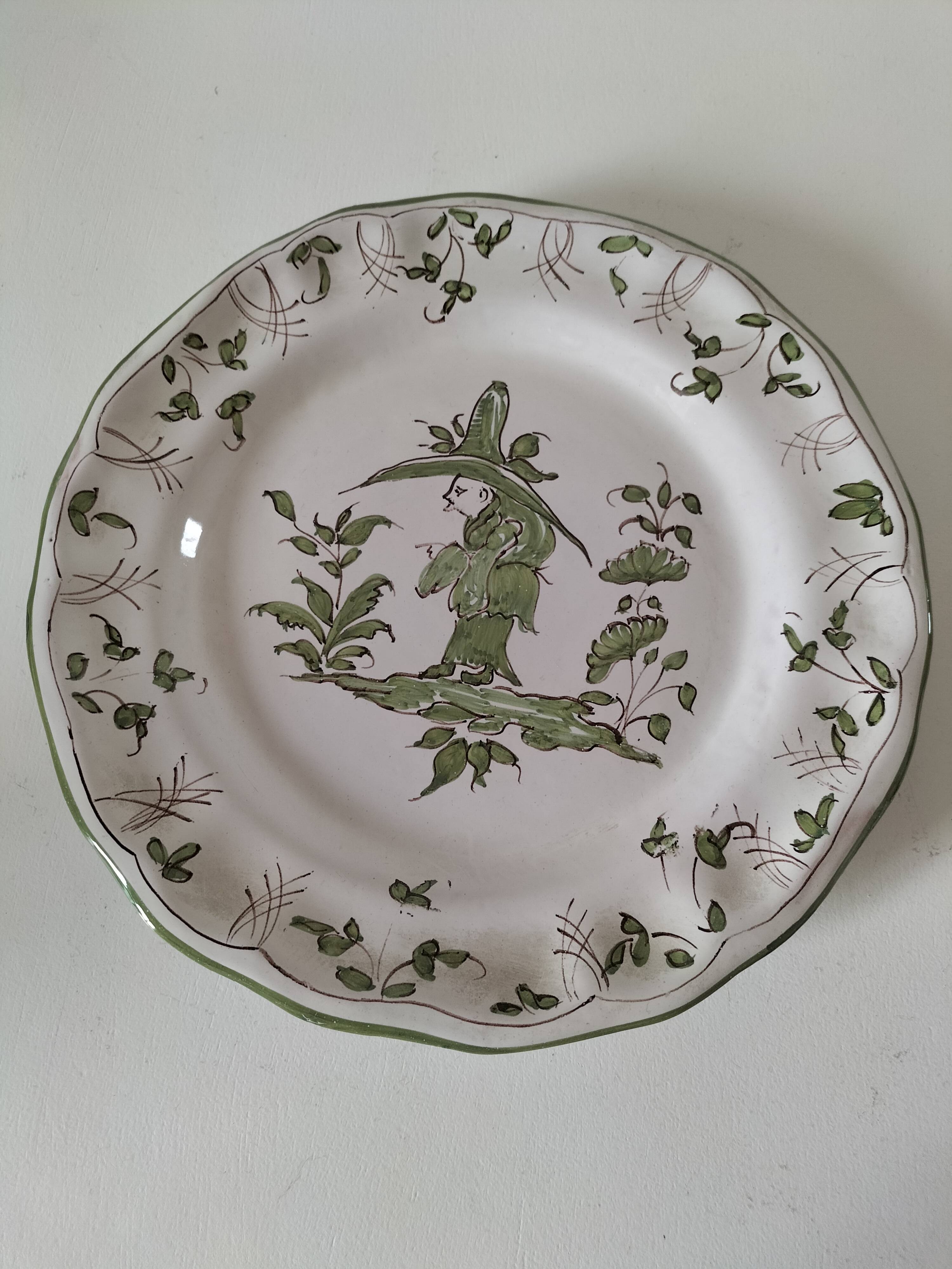 Antique Martres-Tolosane plate – rustic green decor