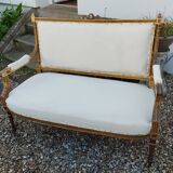 Banquette ancienne style louis xvi avec ses deux chaises