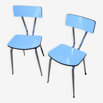 Paire de chaises en formica bleu - vintage