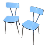 Pair of chairs in blue formica - vintage