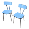 Pair of chairs in blue formica - vintage
