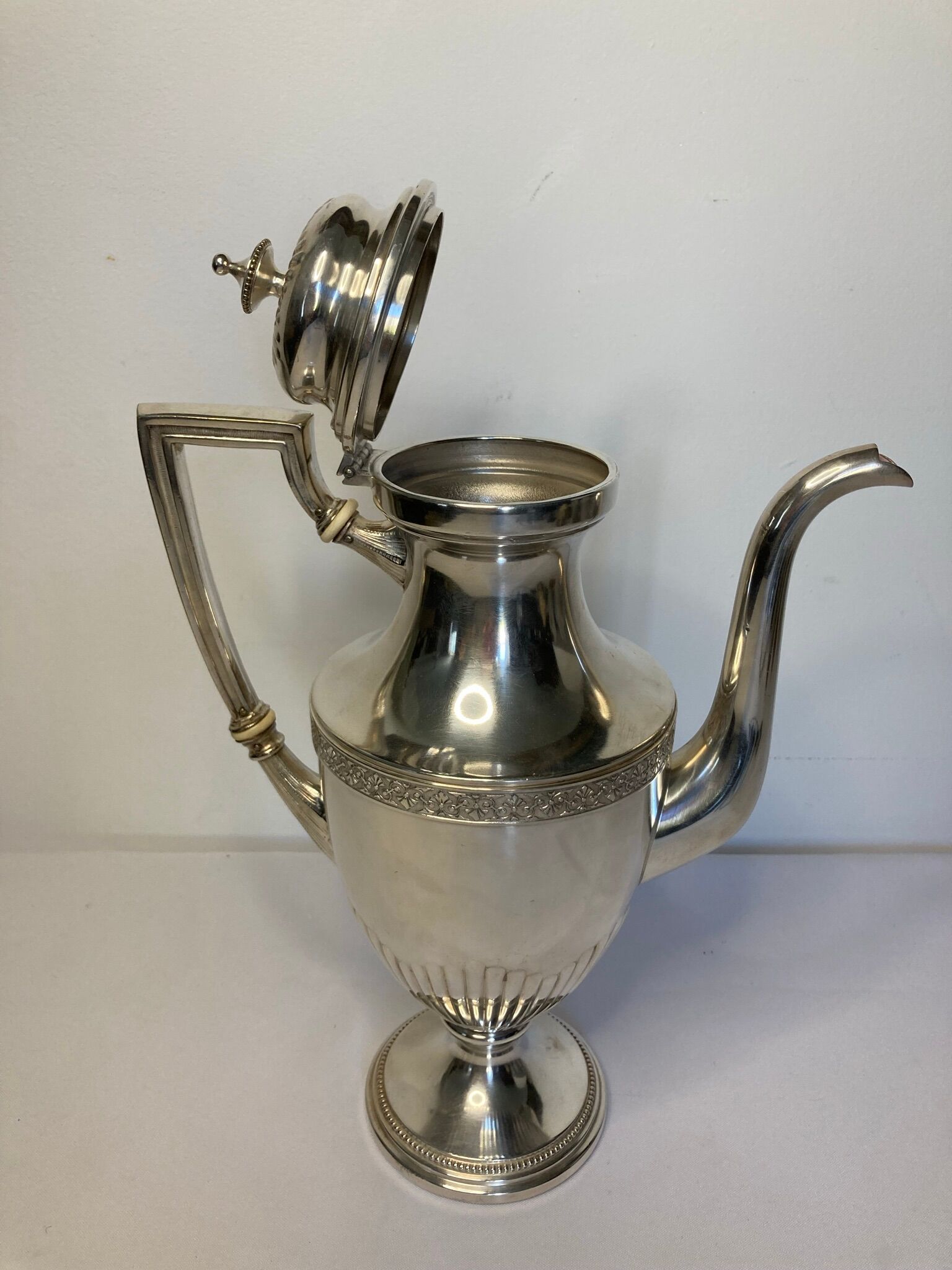 Antique silver-plated metal baluster jug from the early 20th century, VMF