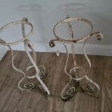 Pair of old pot holders in original cast iron / patina