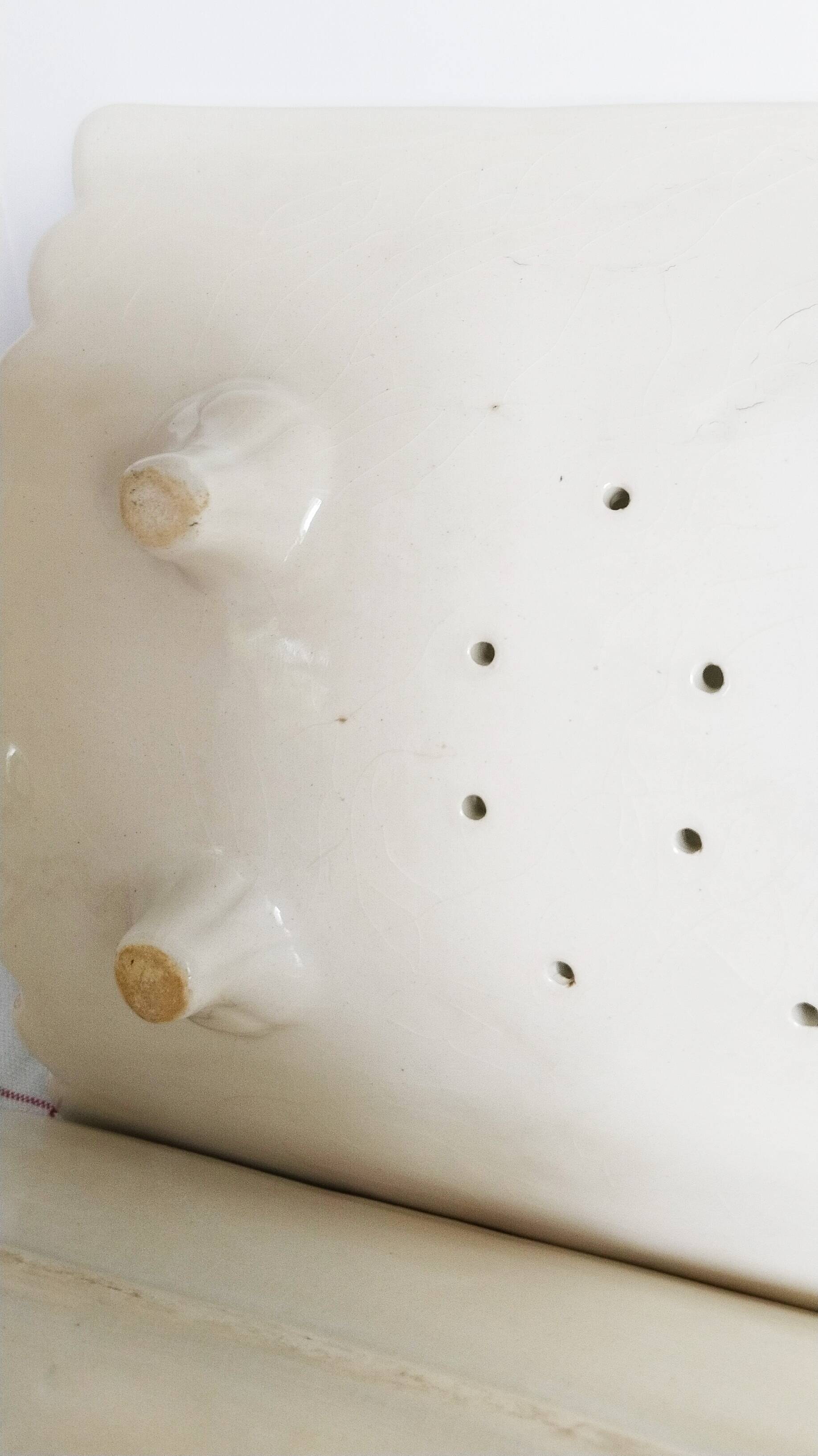 Barbotine earthenware asparagus dish