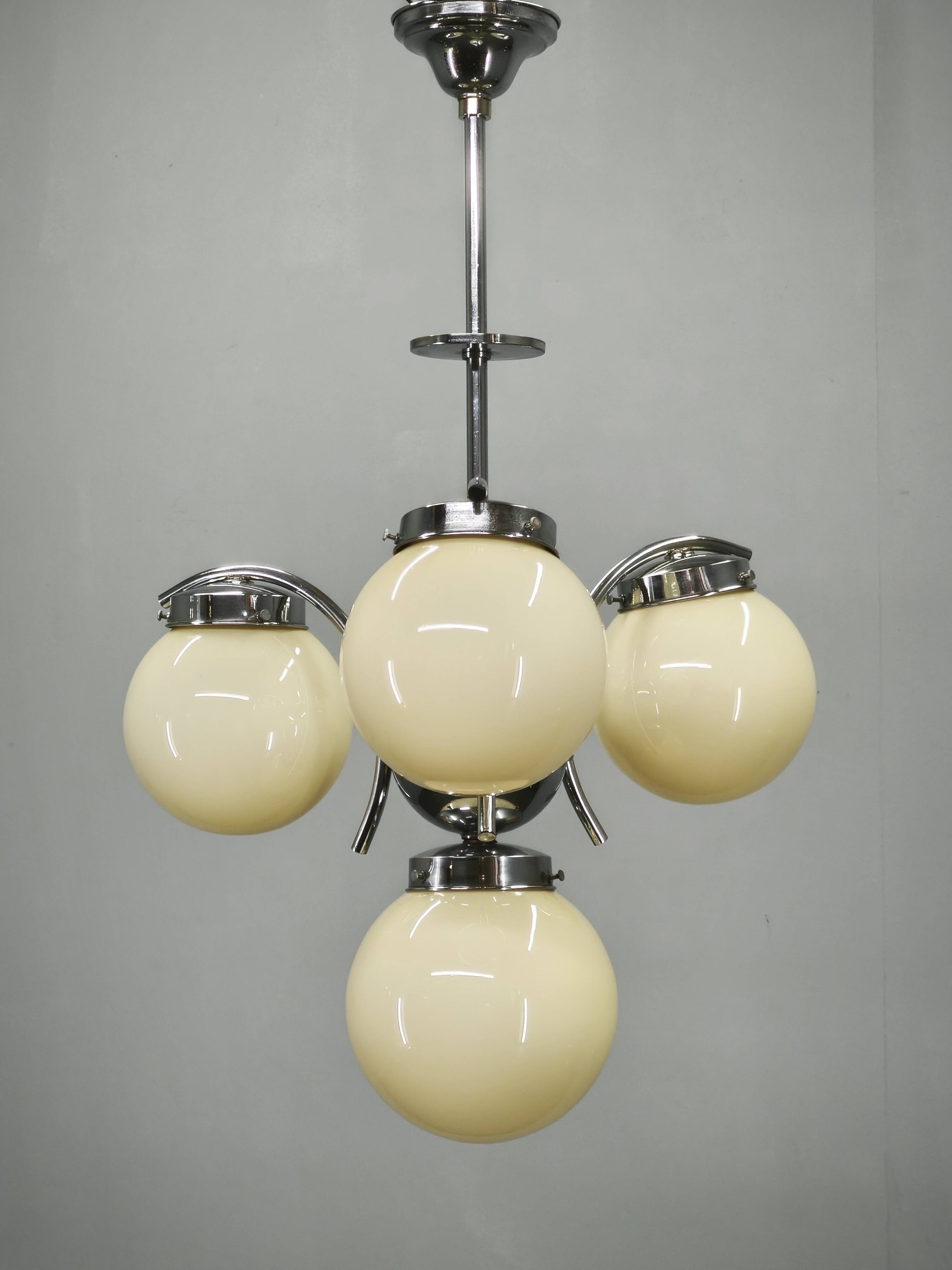 Art Deco Champagne Glass Chandelier, Czechoslovakia 1930s
