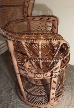 Fauteuil vintage Emmanuelle de Kok maison en osier et bambou 1970