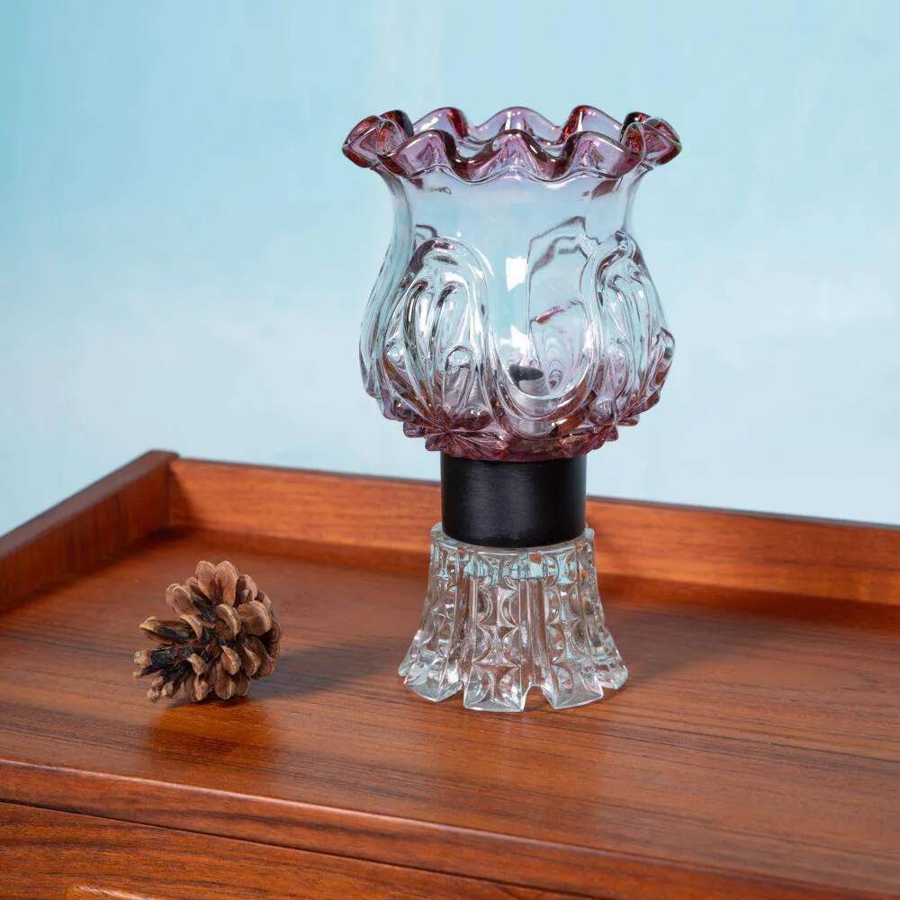 Vintage table lamp in Swedish coloured glass, glass table lamp.