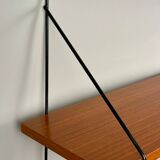 Étagère murale vintage avec trois étagères en placage de teck