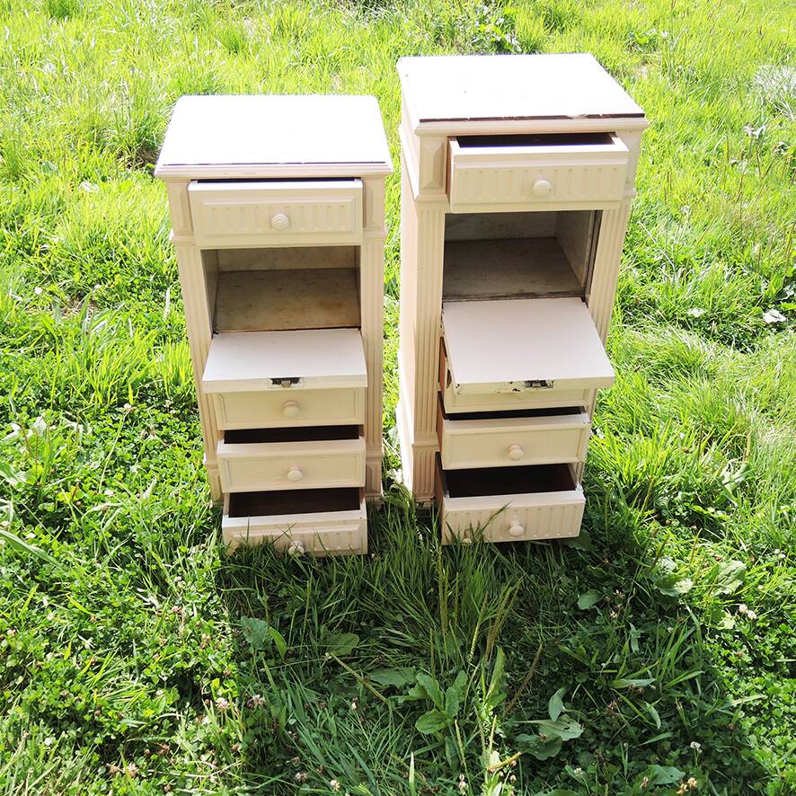 2 Old Marble & Repainted Wood Chests of Drawers