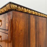Biedermeier Chest in Walnut Veneer, Cherry, Gold Leaf & Brass, Austria, 1815