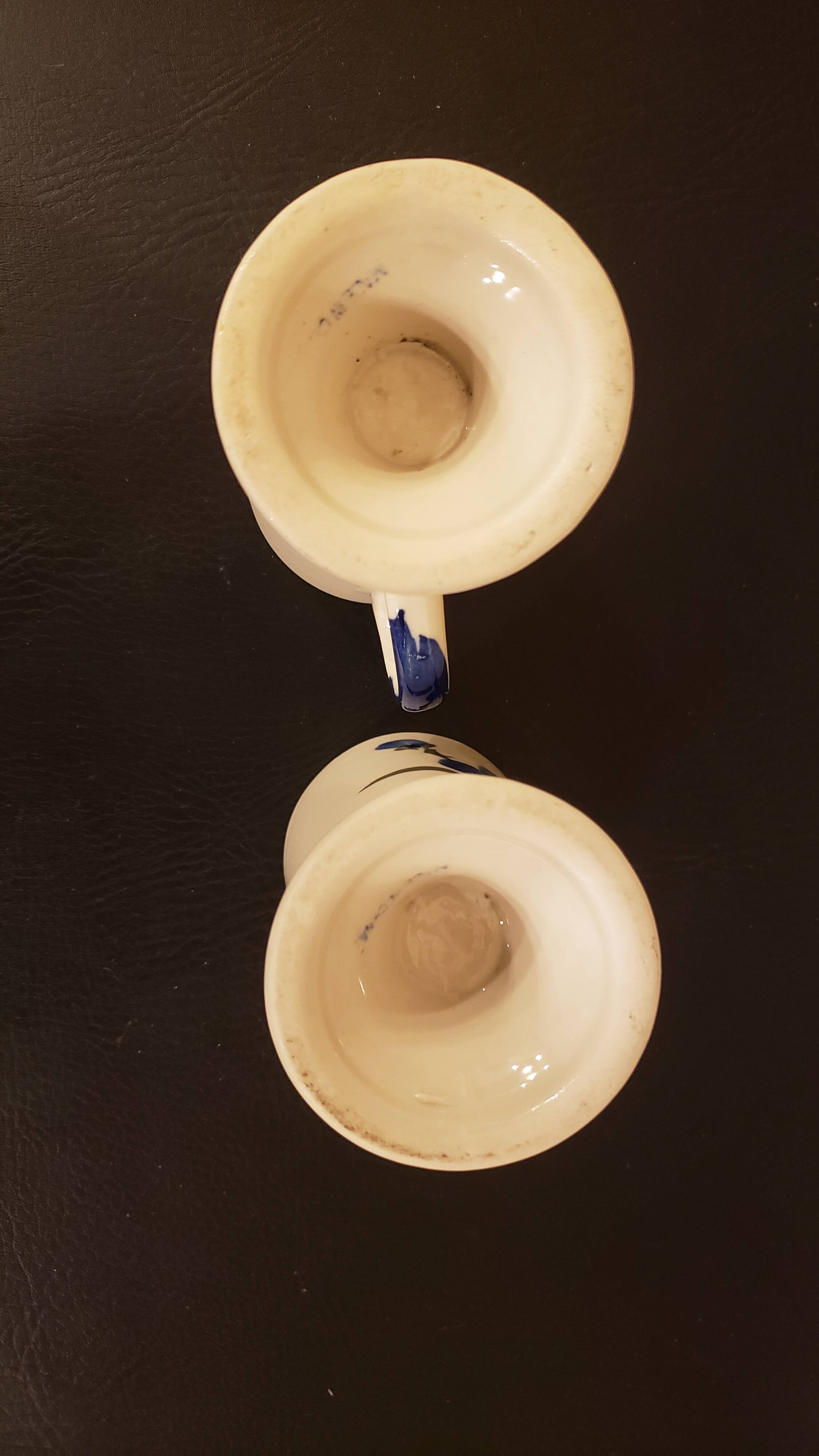 Two vintage ceramic mazagrans - vintage floral pattern