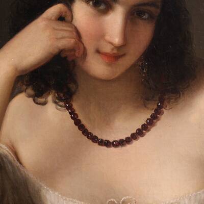 Portrait d'une dame signé N. Schiavoni et daté de 1842