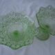 Paire de coupes drageoirs en verre pressé taillé vert absinthe