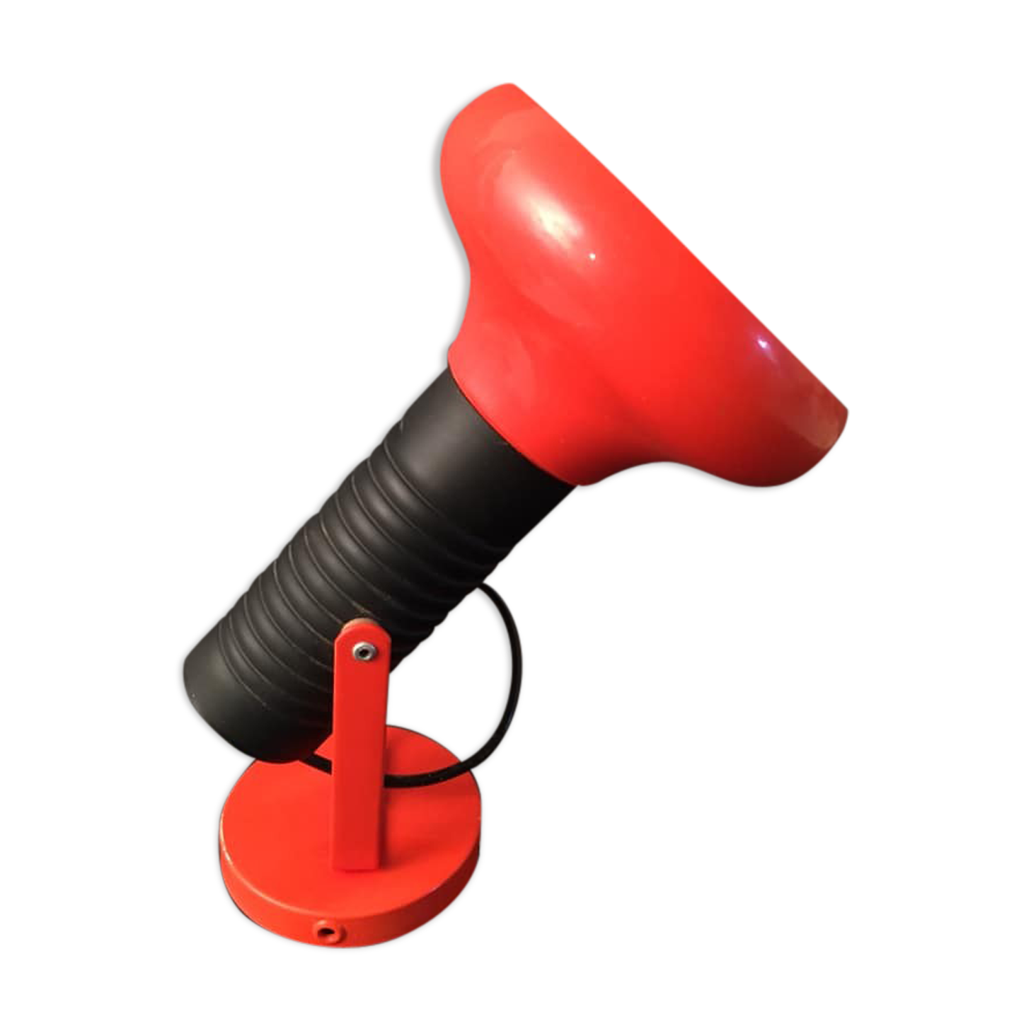 Applique vintage en métal orange et plastique noir, orientable