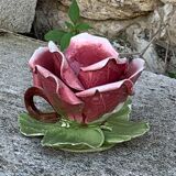 Candle holder in slurry the rose in old biscuit