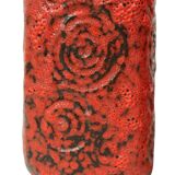 Set of 2 Red Fat Lava Vases Scheurich Jura West Germany