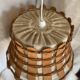 Shabby chic vintage 1960s canvas and wood pendant light