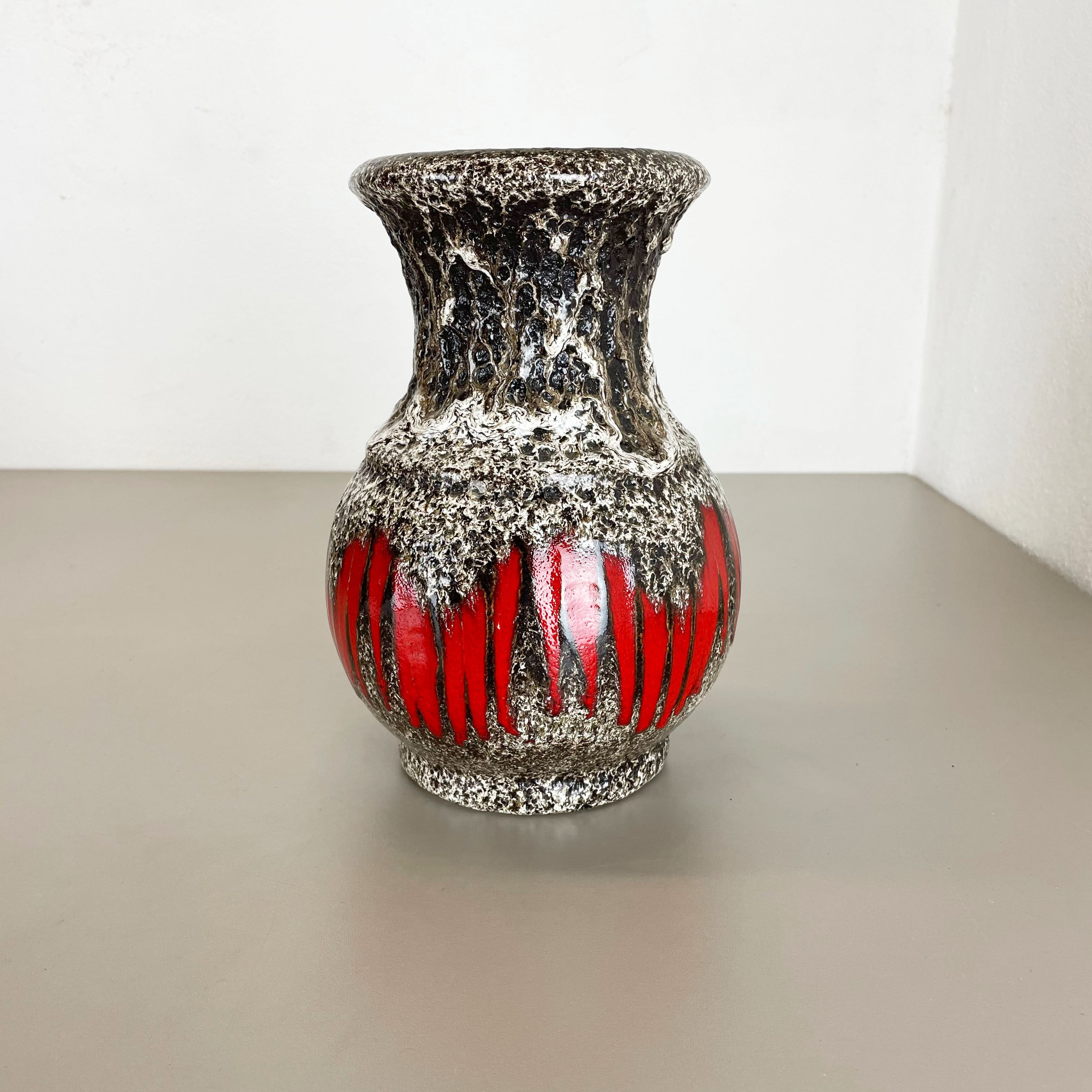 Zig Zag Pottery Fat Lava Vase Made by Scheurich, Germany, 1970s