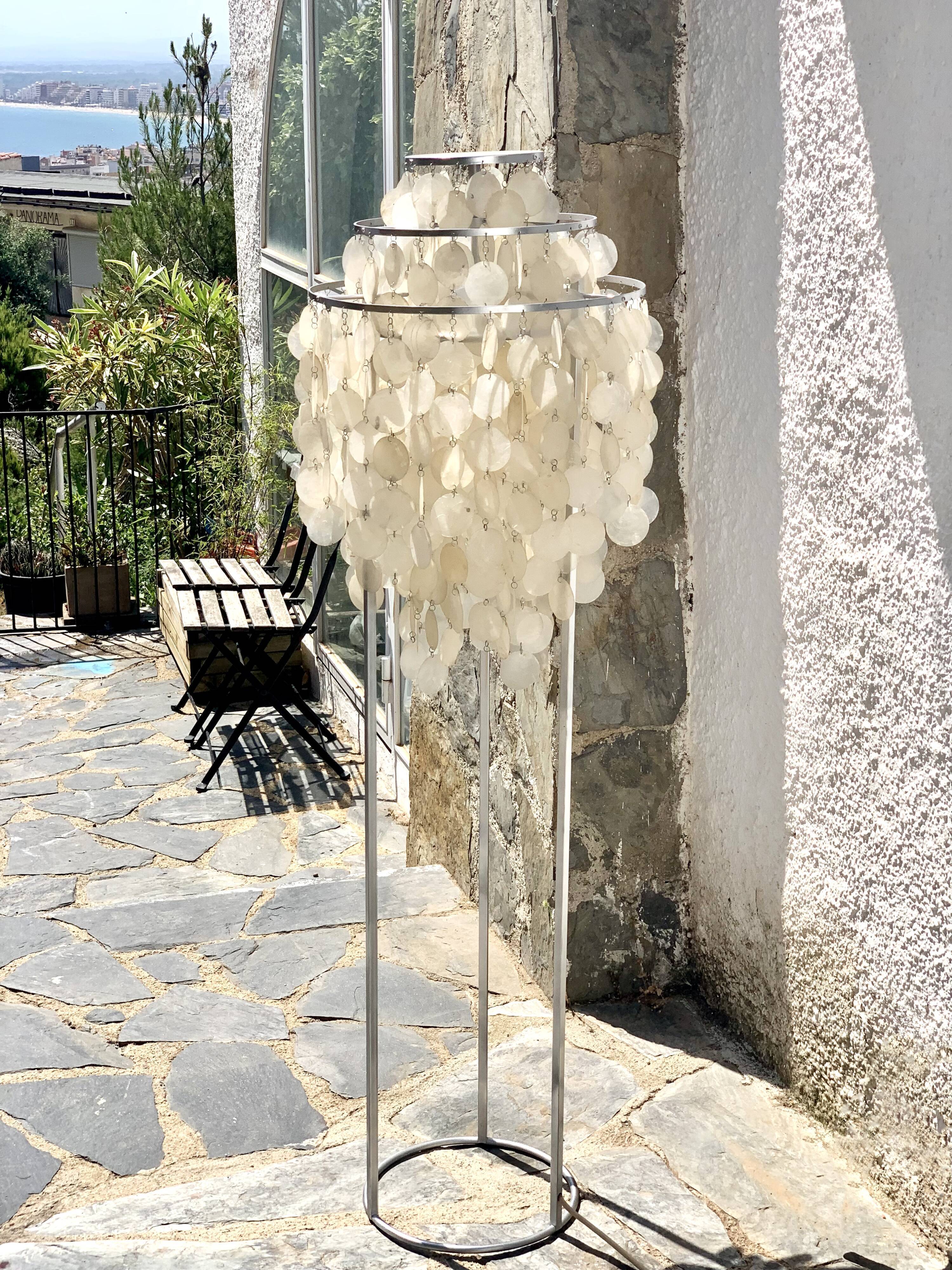 Lampadaire des années 60 en pampilles de nacre