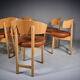 Vintage dining chairs in natural leather and beech Italy