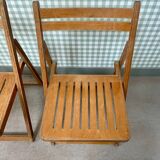Pair of 70s wooden folding chairs