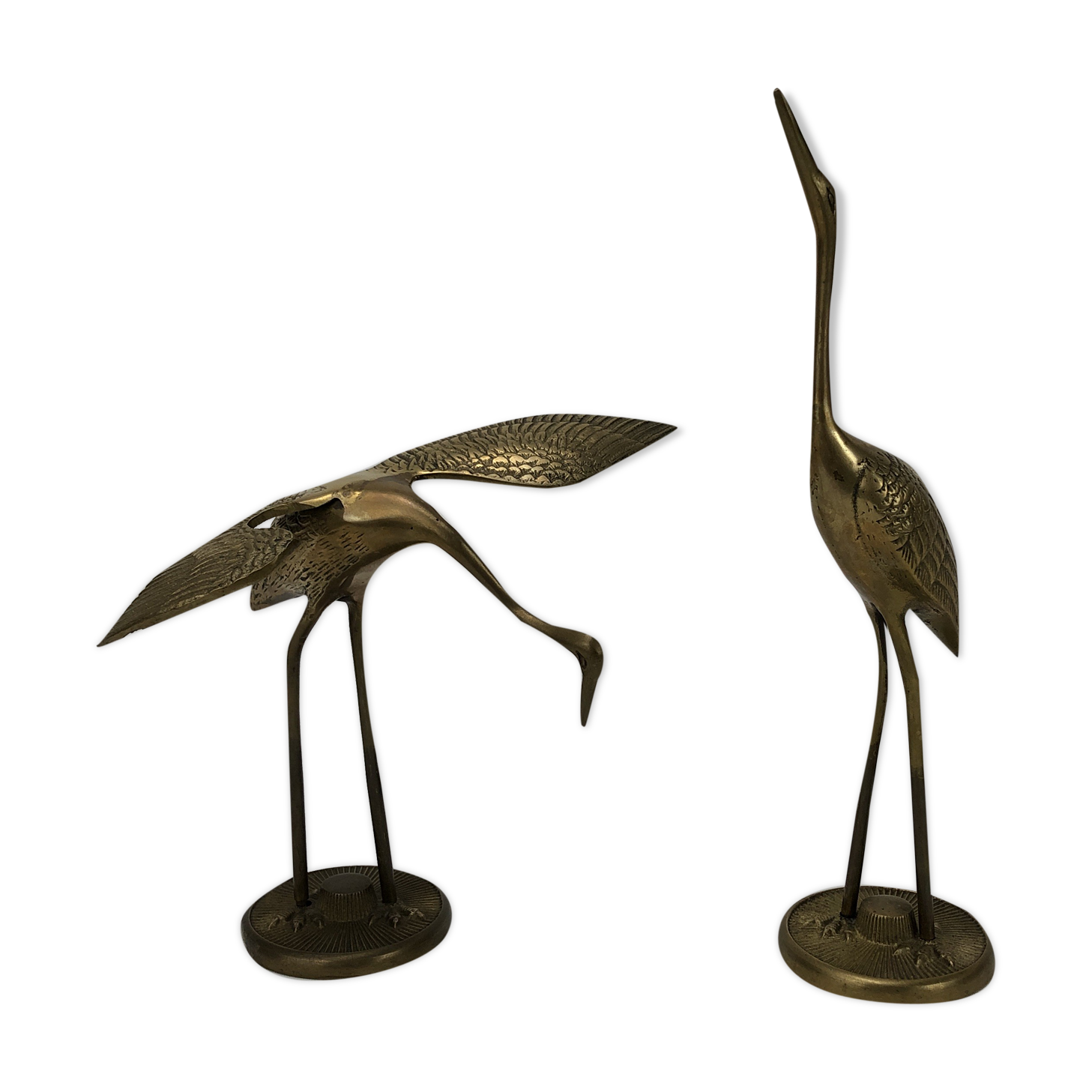 Brass heron couple