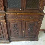 Glass-fronted walnut bookcase