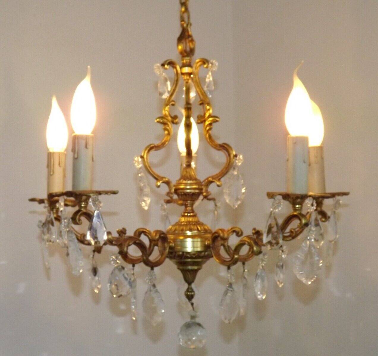French bronze and crystal chandelier