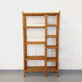 Bookcase vintage rattan shelf from the 60s