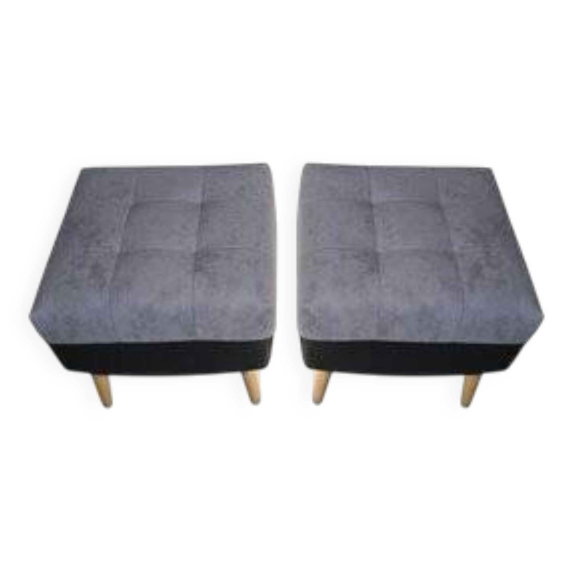 Mid-century modern ottomans in grey and black, 1950s, set of 2