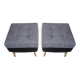 Mid-century modern ottomans in grey and black, 1950s, set of 2