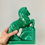 Horse bookend in green ceramic
