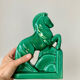 Horse bookend in green ceramic