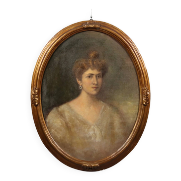 Peinture moderne, portrait d’une jeune femme, huile sur toile '900