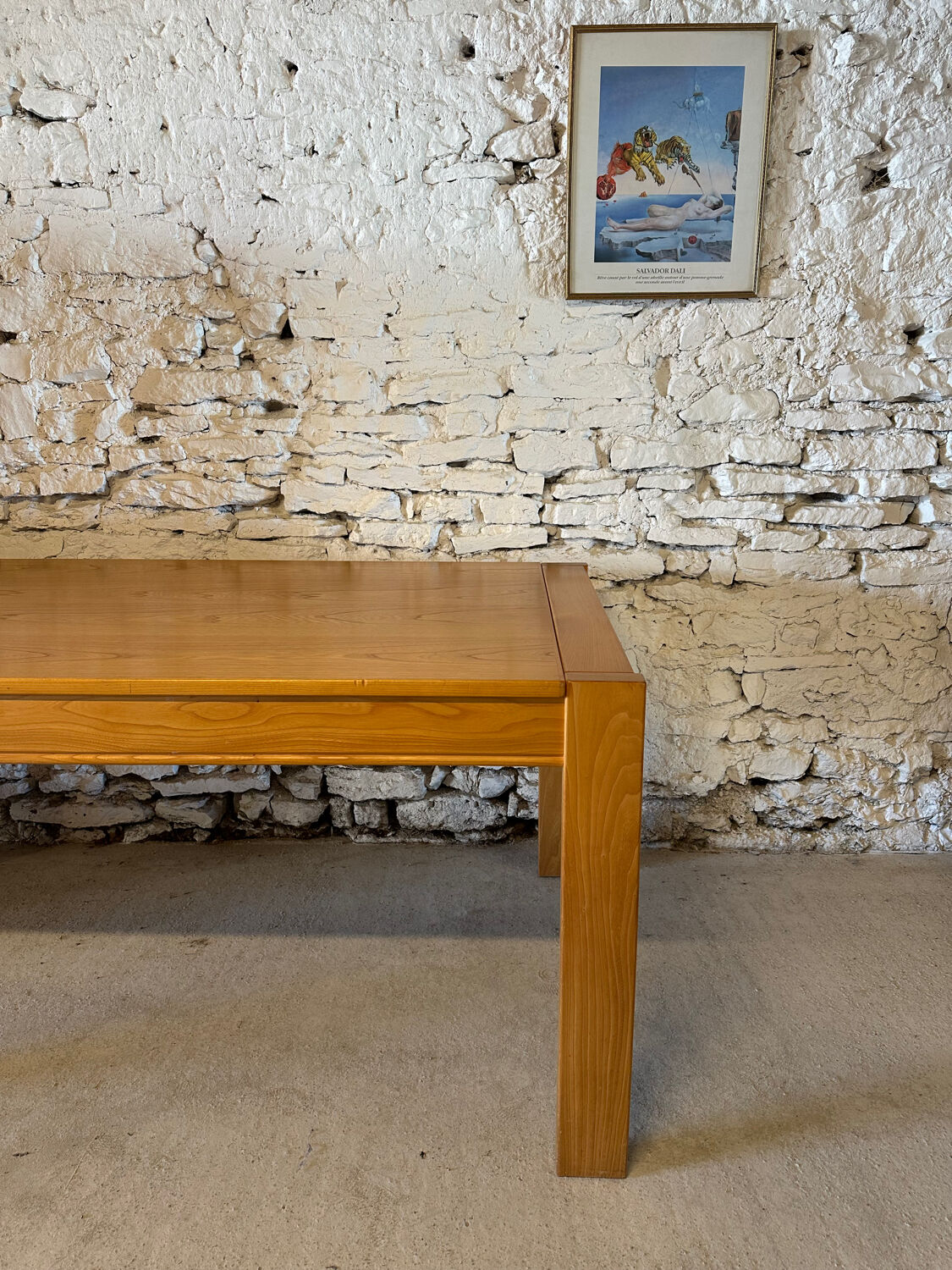 Solid elm dining table - Vintage - 1980