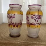 PAIR OF GLASS PASTE VASES