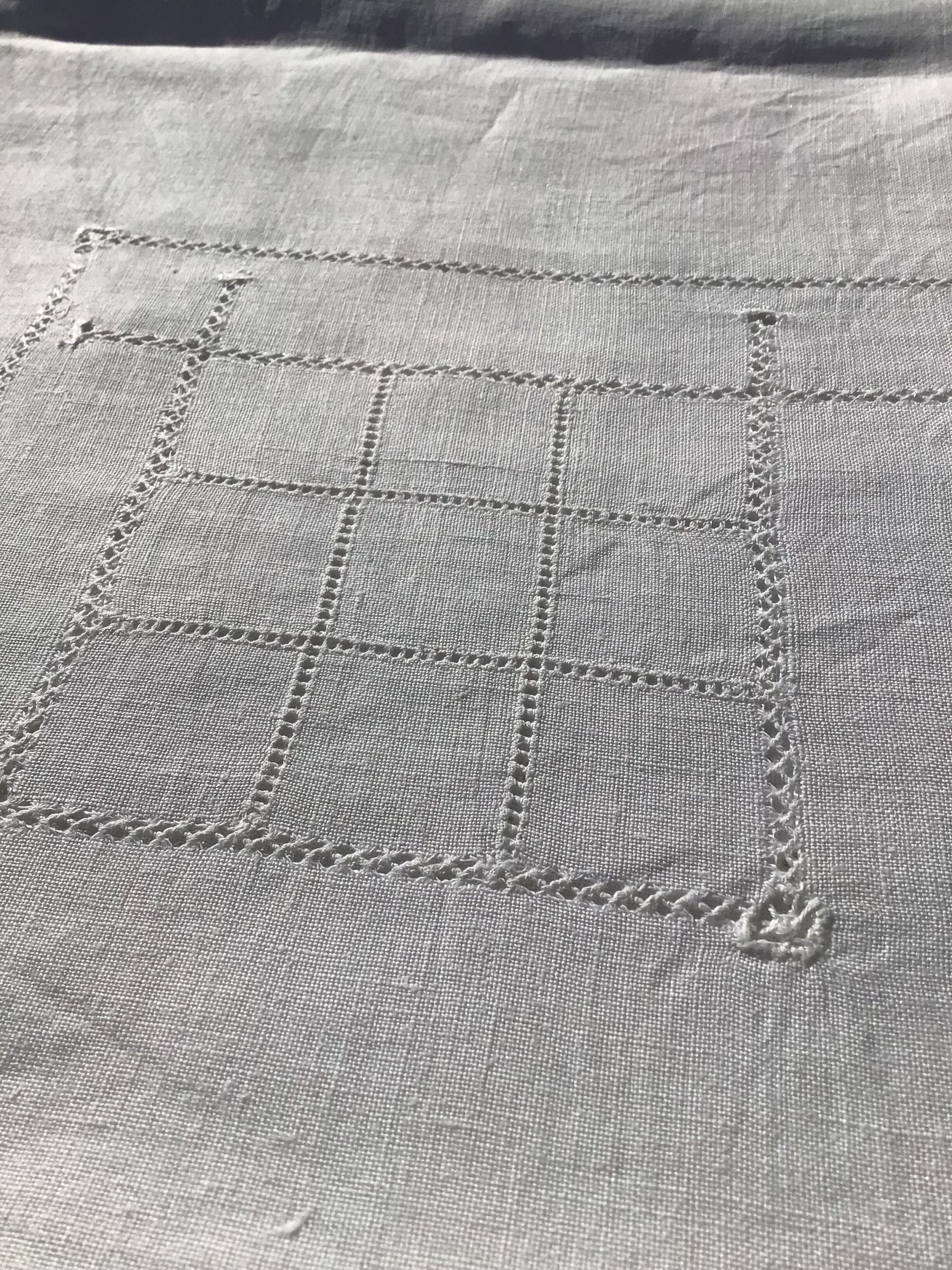 Square linen tablecloth fine days lines and squares