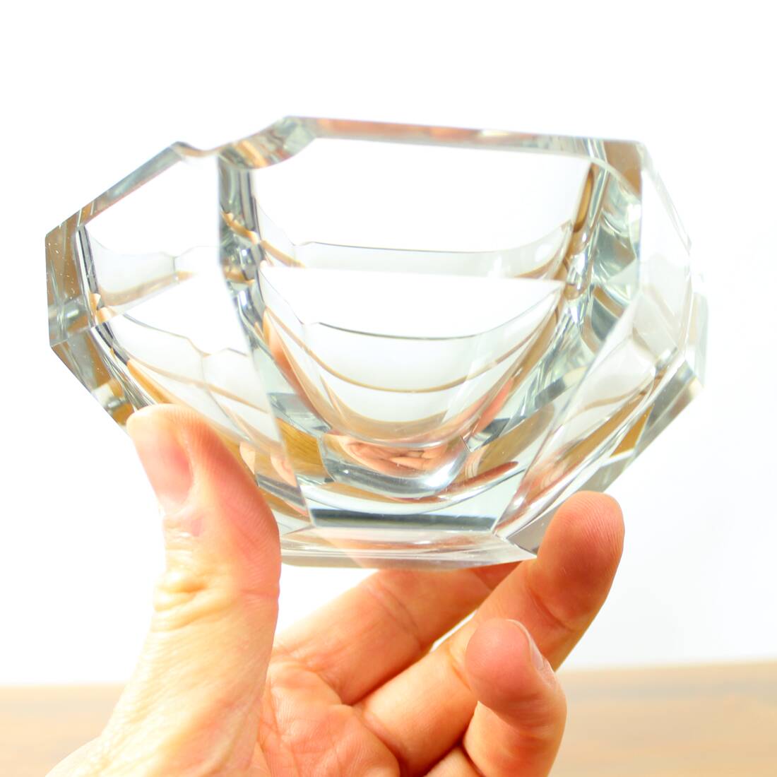 Cendrier Vitange "Diamant" en verre, Tchécoslovaquie 1950