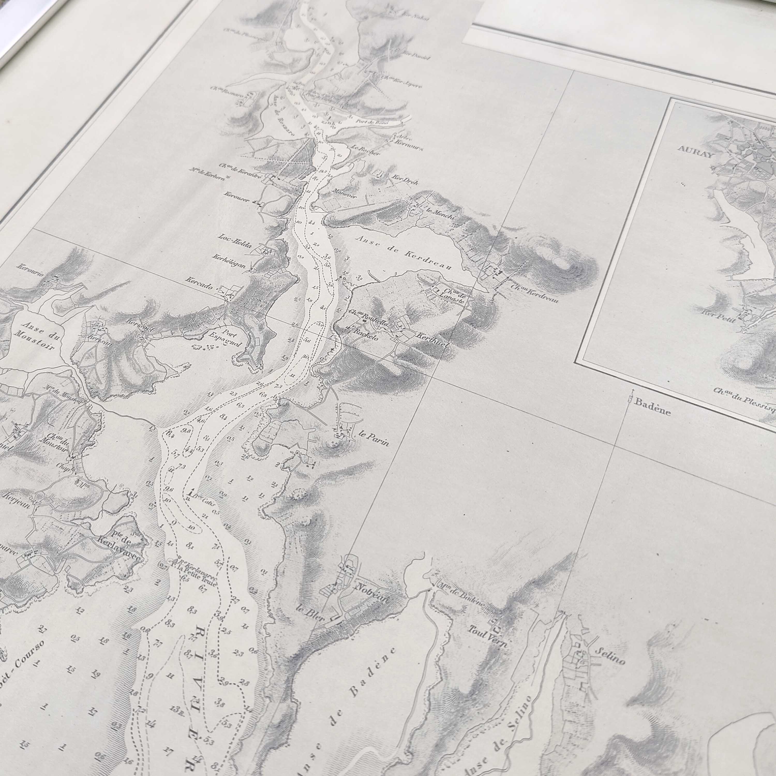 Old map Gulf of Morbihan Brittany 107 by 77cm