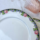 7 opaque porcelain dinner plates Digoin floral pattern 3984