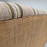 1950s, Danish 2-seater sofa, beige furniture wool fabric, beech wood legs.