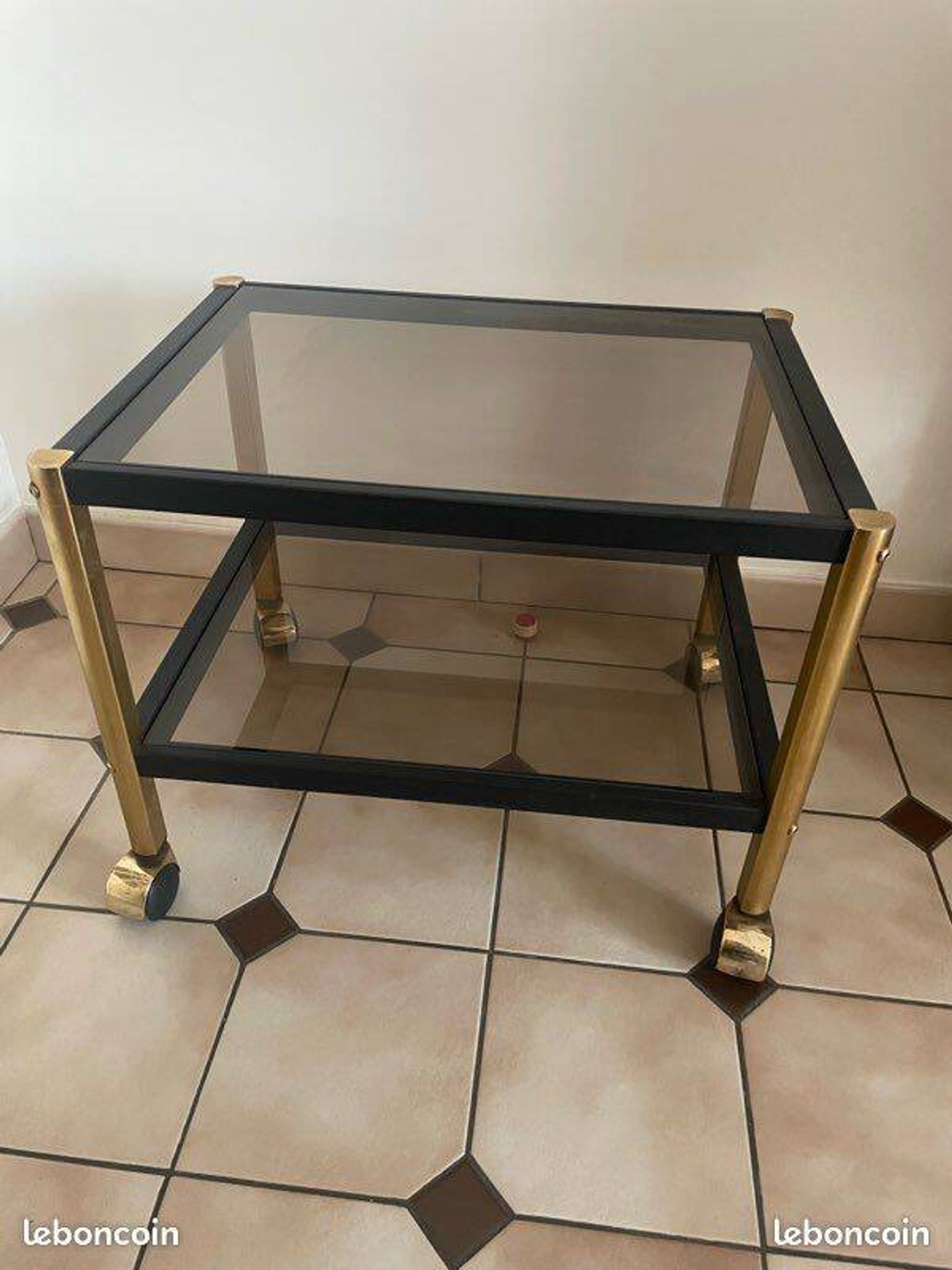 rolling dessert cart in Hollywood Regency style