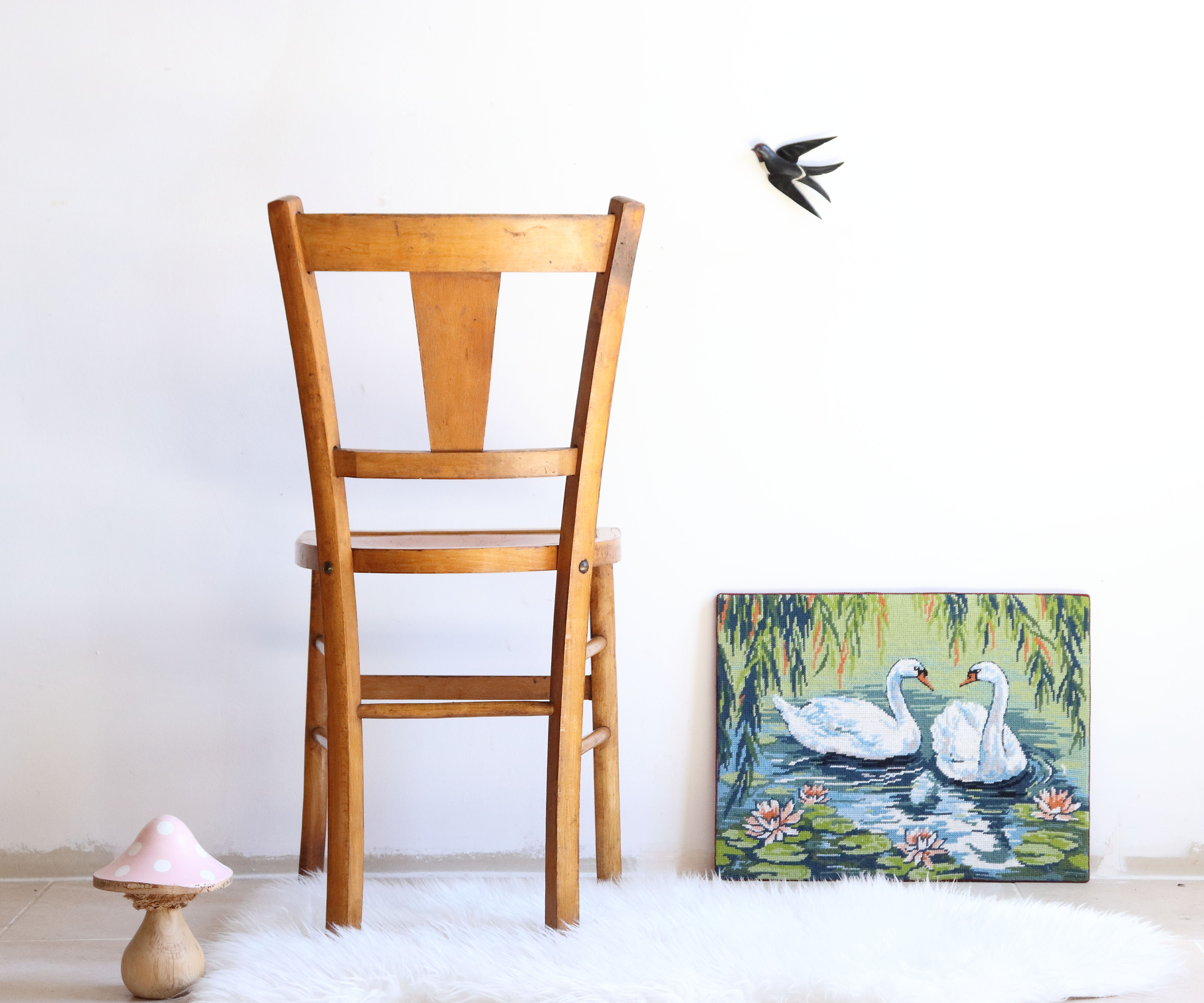 Bistro chair of the 50s in patinated wood