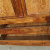 Large linen wardrobe in walnut and burl, Louis Philippe