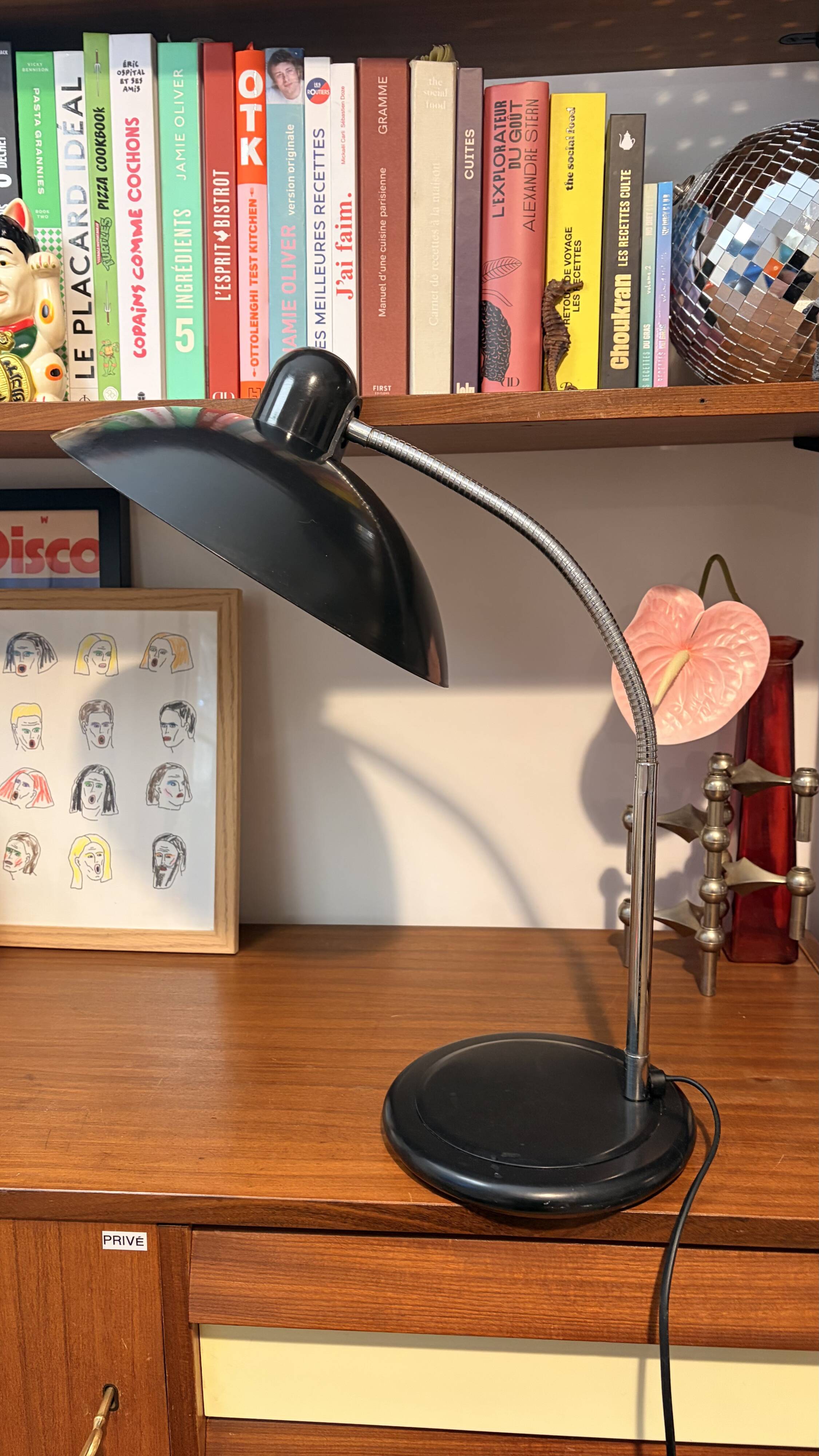 Lampe industrielle noir bureau space age made in France 70s 80s vintage