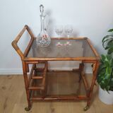 Rattan serving cart