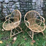 Fauteuils rotin bambou années 60