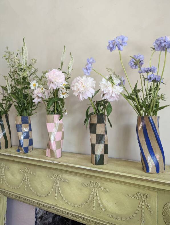 Blue Stripe Twist Vase